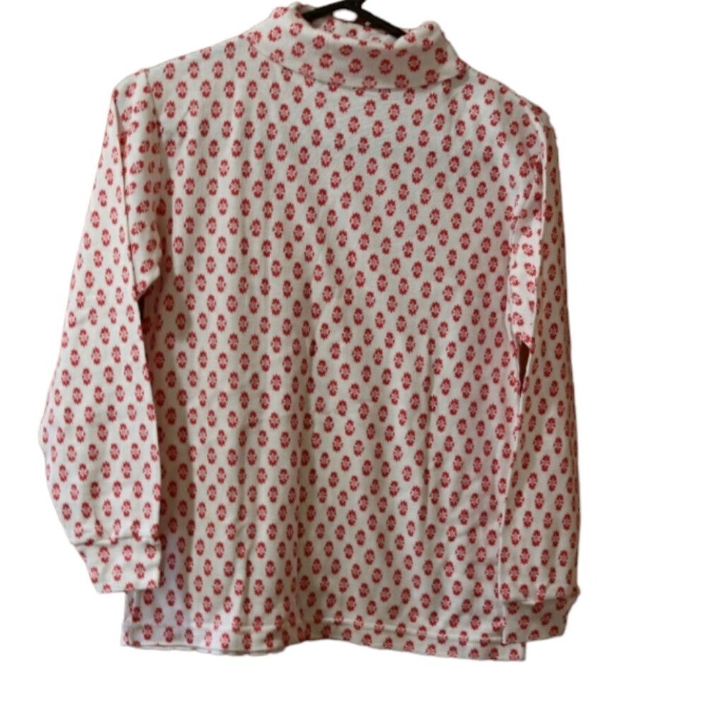Opportunities Vintage 90s Red White Floral Turtleneck Long Sleeve Top Medium